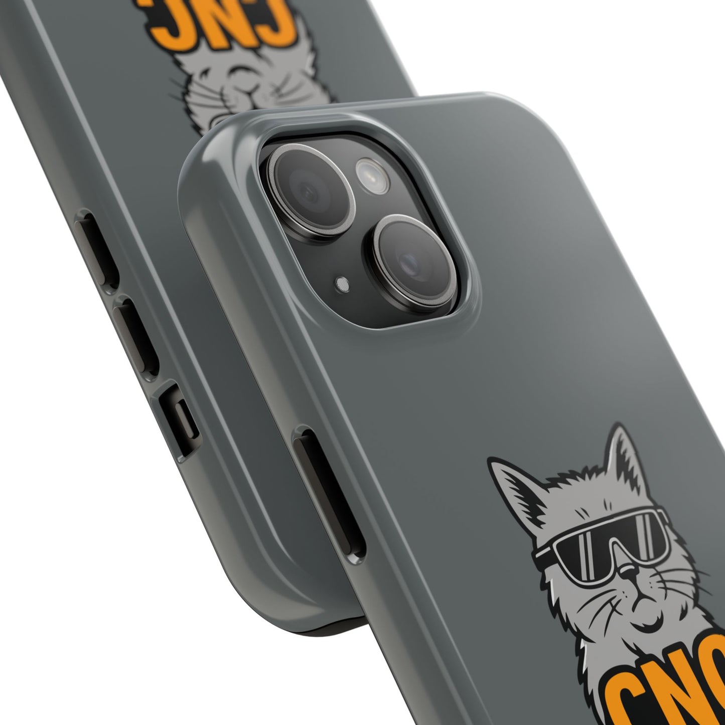 Funny Cat Themed Tough Phone Case, CNC Cat Operator, Gift for Pet Lovers, Unique Phone Cover, Cat Lover Accessory