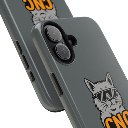 Funny Cat Themed Tough Phone Case, CNC Cat Operator, Gift for Pet Lovers, Unique Phone Cover, Cat Lover Accessory