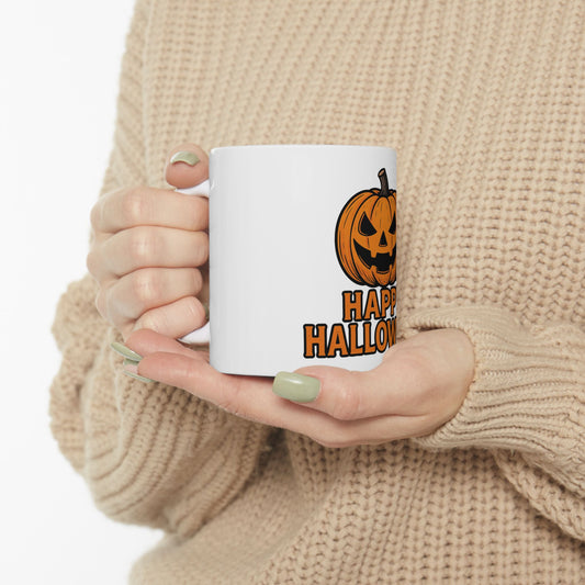Happy Halloween Pumpkin Ceramic Mug | 11oz or 15oz | Fall Coffee Cup, Halloween Gift, Seasonal Decor, Autumn Mug, Spooky Drinkware
