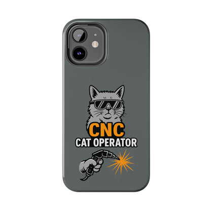 Funny Cat Themed Tough Phone Case, CNC Cat Operator, Gift for Pet Lovers, Unique Phone Cover, Cat Lover Accessory