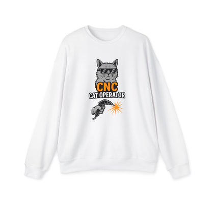 CNC Cat Operator Sweatshirt | Unisex Cozy Drop Shoulder Sweater, Perfect Gift for Cat Lovers, Birthday, Cat Mom, Animal Enthusiasts