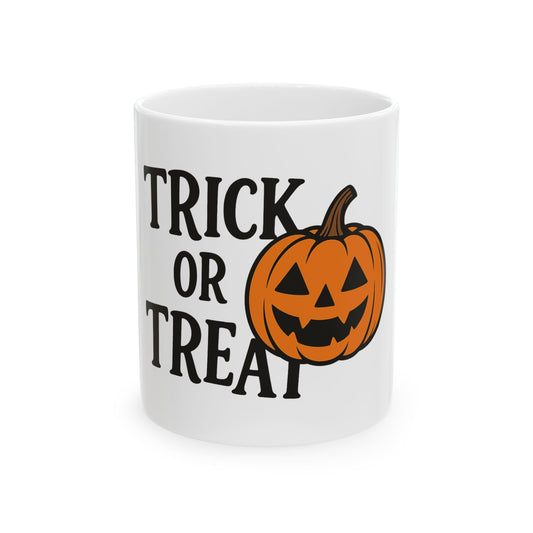Halloween Pumpkin Mug, Trick or Treat Coffee Cup, Spooky Season Drinkware, Fall Decor for Halloween Party, Gift for Pumpkin Lovers