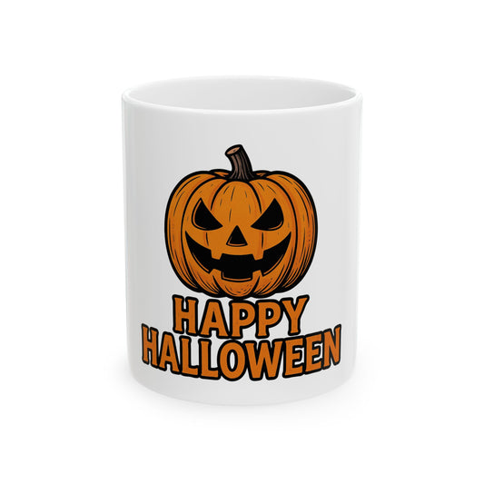 Happy Halloween Pumpkin Ceramic Mug | 11oz or 15oz | Fall Coffee Cup, Halloween Gift, Seasonal Decor, Autumn Mug, Spooky Drinkware